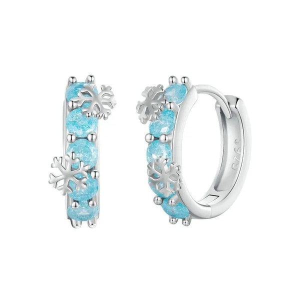 ˇFashion StreetˇIce Flower Zirconia Platinum Plated Hoop Earrings