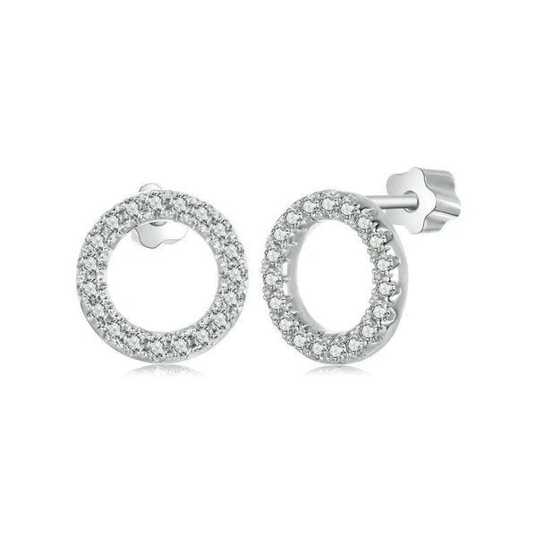 ˇFashion StreetˇForever Clear Moissanite Circle Round Stud Earrings