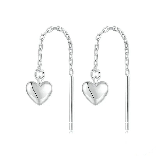 ˇFashion StreetˇSimple Heart-shaped Drop Ear Threads Long Tassel Earrings