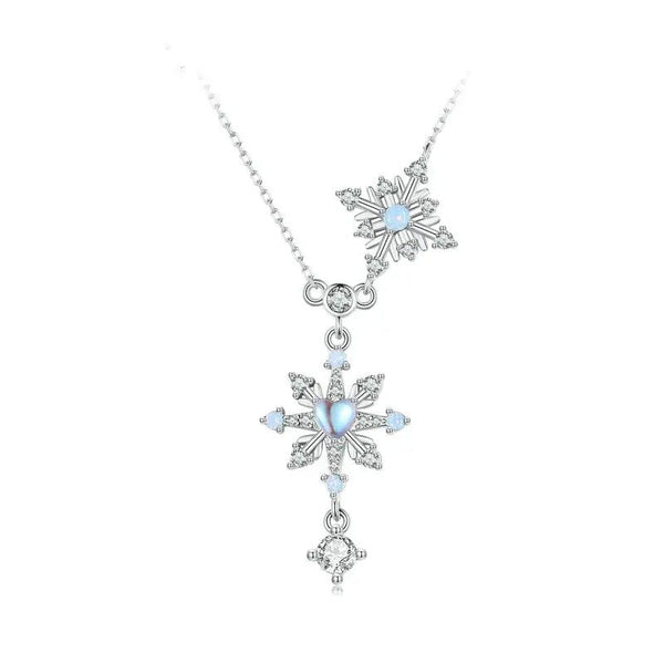 ˇFashion StreetˇSnowflake Pendant Necklace Heart-shaped Moonstone Starburst Neck Chain