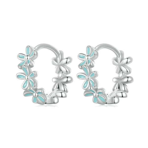 ˇFashion StreetˇMint Green Garland Hoop Earrings Enamel Flower